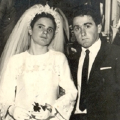 Cena do enlace matrimonial de Antenor Honorato Dal Bó e Fani Maria Chinatto Dal Bó, realizado na Igreja Matriz de Flores da Cunha, no dia 5 de julho de 1969. (foto/arquivo Alex Eberle).