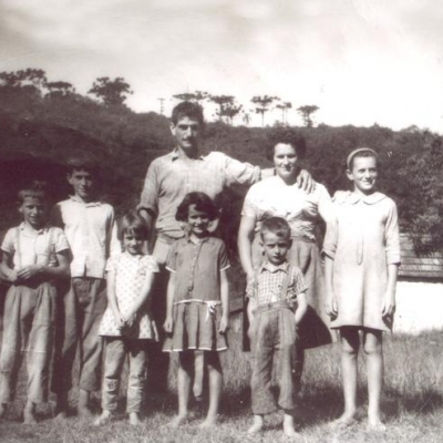 Agostinho, Ângelo E. Mascarello, Marencia e Natalina. Marines, Odali e Aldino. 1962.
