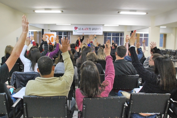 Funcionários da Caixa votaram pela aprovação do acordo em encontro no Sindicato regional. - Marlei Ferreira/Bancax/Divulgação