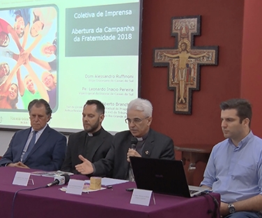 A Diocese de Caxias do Sul realizou uma coletiva de imprensa, marcando o início da Campanha da Fraternidade 2018. - Diocese de Caxias do Sul/Divulgação