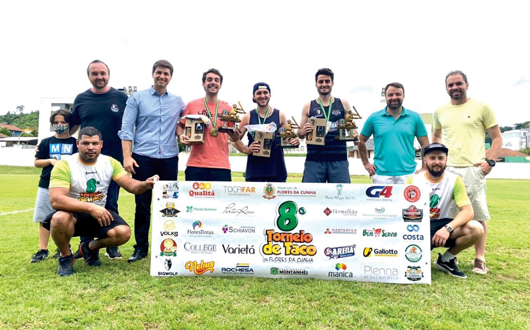 Formada pelos atletas Paulo Dondé, Marcos Mascarello e Ezequiel Tonet, os Barões da Tacadinha venceram ao final por 21x4. - Prefeitura de FC/ Divulgação