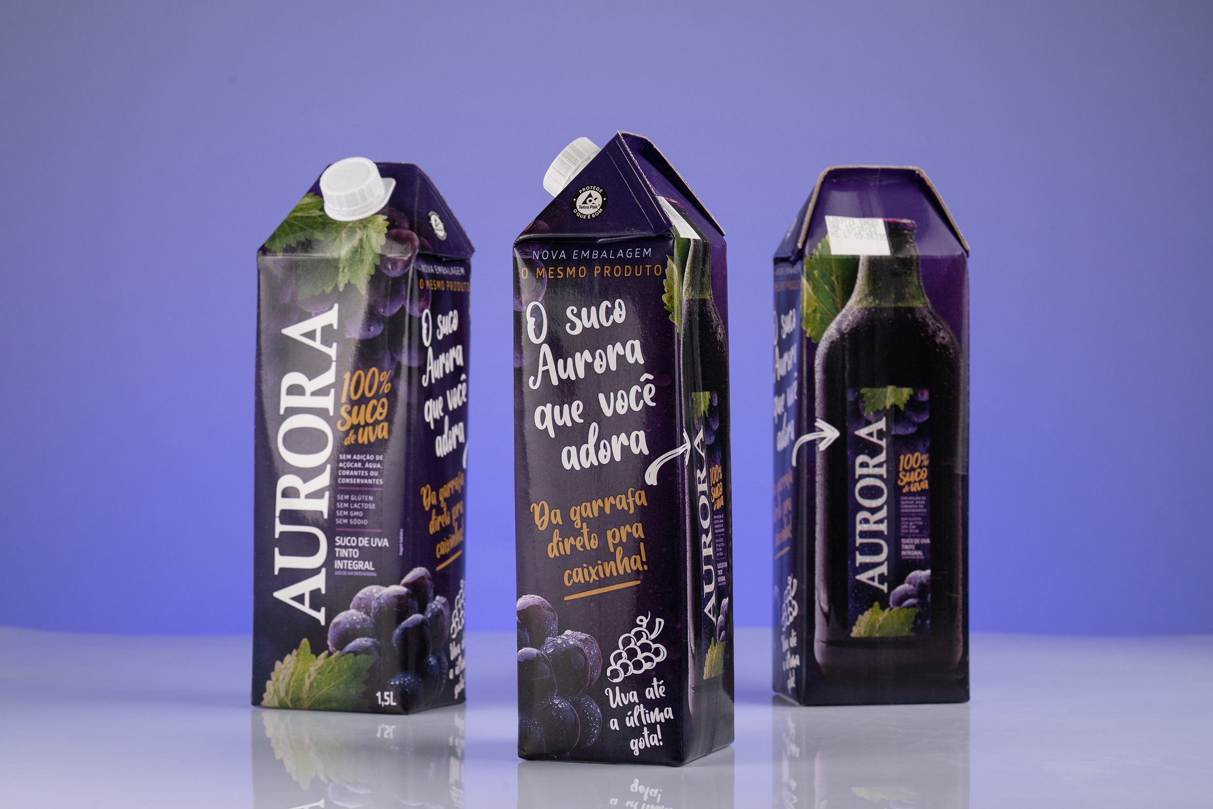 Suco de Uva Aurora Integral em embalagem da Tetra Pak de 1,5 litro Tinto. - Anderson Pagani/Divulgação