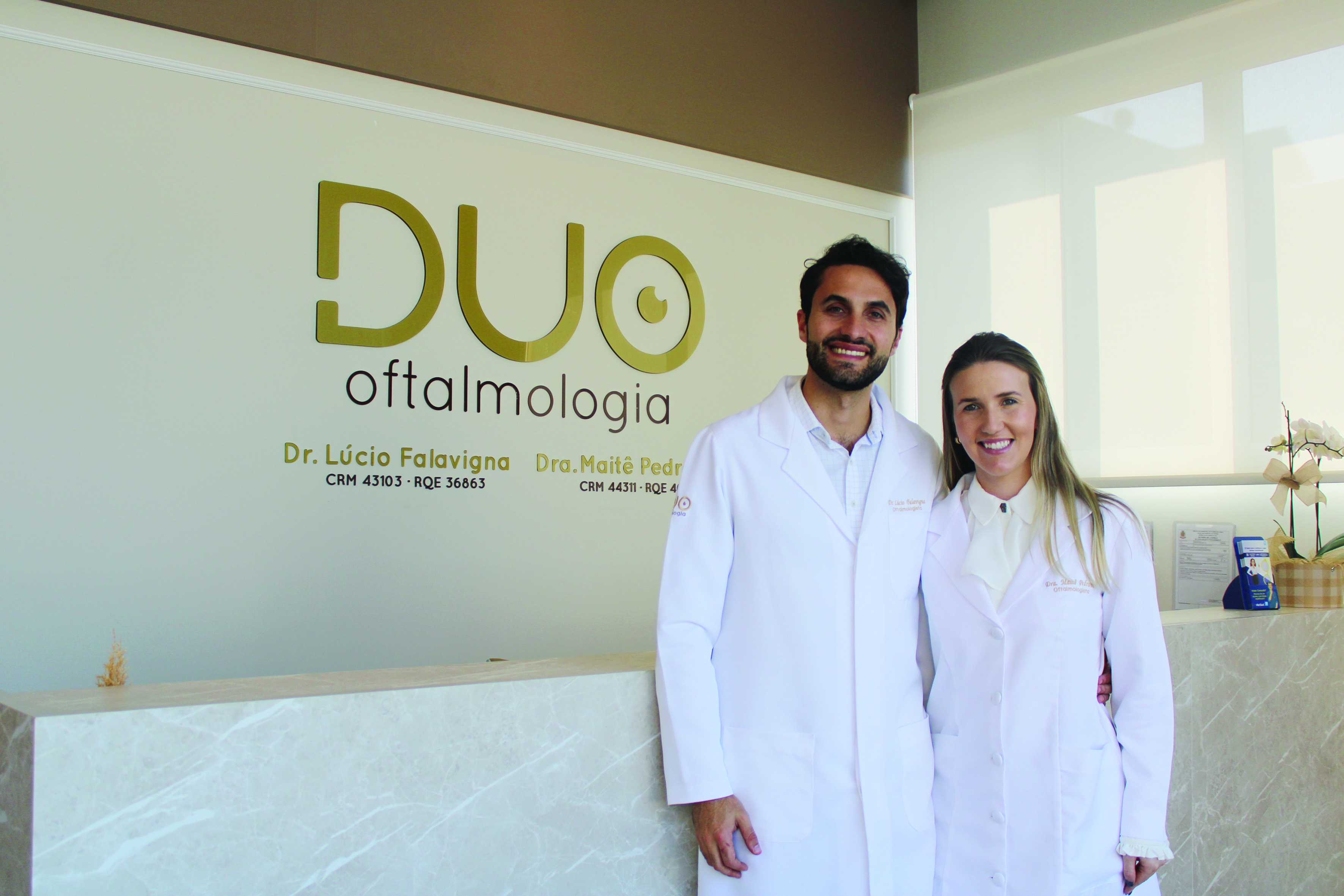 Médicos oftalmologistas, Lucio Falavigna e Maitê Pedrotti atendem em Flores da Cunha e São Marcos. - Valdinéia Tosetto