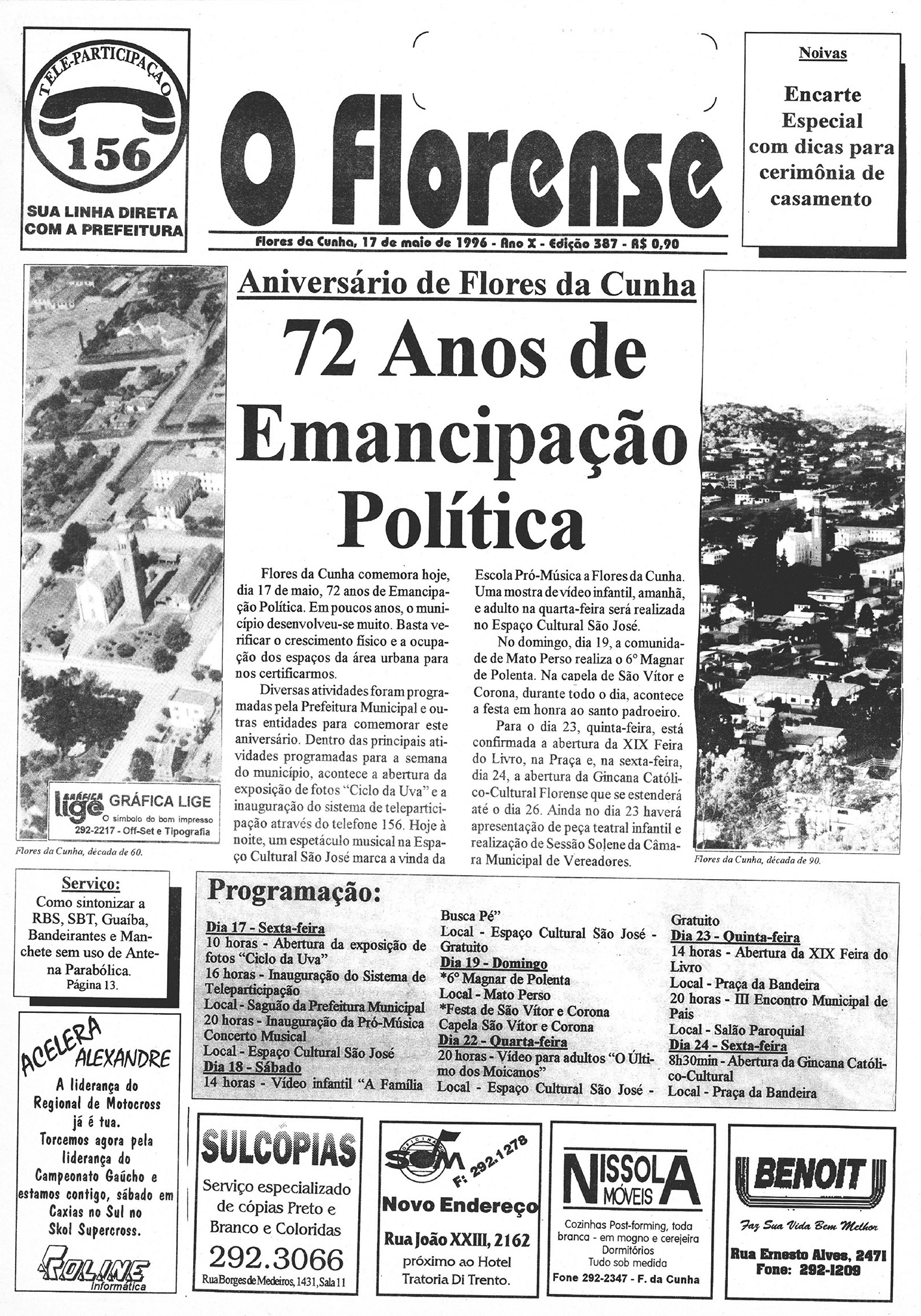 O layout do jornal na década de 1990.  - Arquivo OF